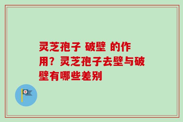 灵芝孢子 破壁 的作用？灵芝孢子去壁与破壁有哪些差别