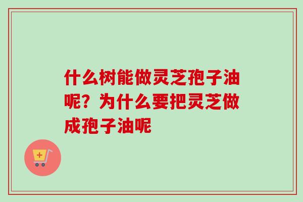 什么树能做灵芝孢子油呢?为什么要把灵芝做成孢子油呢 什么树能做灵芝孢子油呢?为什么要把灵芝做成孢子油呢