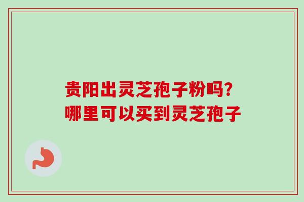 贵阳出灵芝孢子粉吗？哪里可以买到灵芝孢子