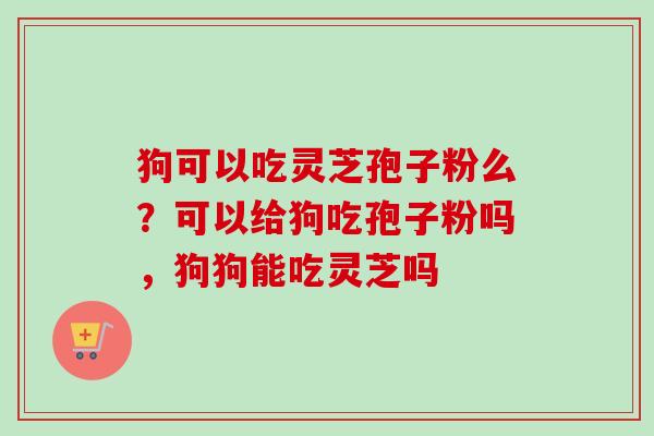 狗可以吃灵芝孢子粉么？可以给狗吃孢子粉吗，狗狗能吃灵芝吗