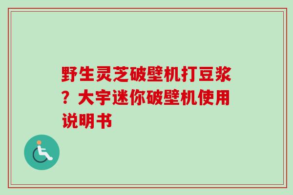 野生灵芝破壁机打豆浆?大宇迷你破壁机使用说明书 野生灵芝破壁机打豆浆?大宇迷你破壁机使用说明书