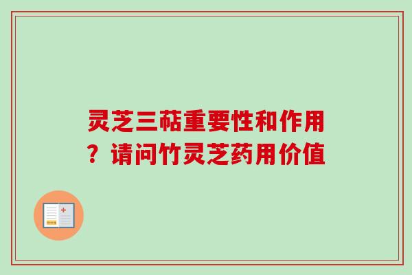 灵芝三萜重要性和作用？请问竹灵芝药用价值