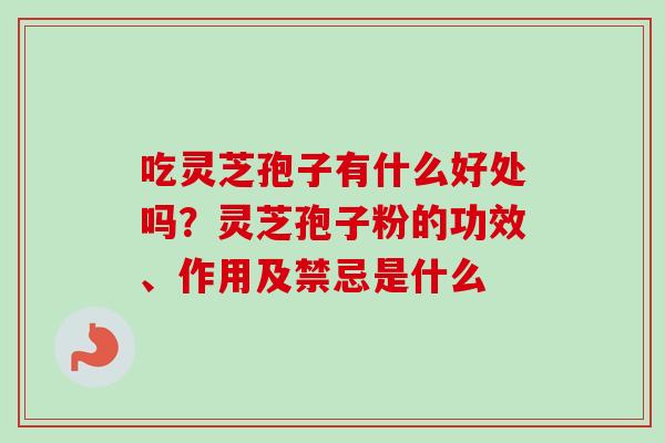 吃灵芝孢子有什么好处吗？灵芝孢子粉的功效、作用及禁忌是什么