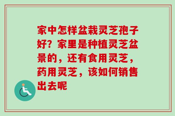 家中怎样盆栽灵芝孢子好?家里是种植灵芝盆景的,还有食用灵芝,药用灵芝,该如何销售出去呢 家中怎样盆栽灵芝孢子好?家里是种植灵芝盆景的,还有食用灵芝,药用灵芝,该如何销售出去呢