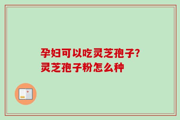 孕妇可以吃灵芝孢子?灵芝孢子粉怎么种 孕妇可以吃灵芝孢子?灵芝孢子粉怎么种