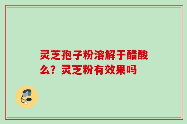 灵芝孢子粉溶解于醋酸么?灵芝粉有效果吗 灵芝孢子粉溶解于醋酸么?灵芝粉有效果吗