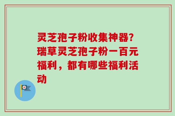 灵芝孢子粉收集神器?瑞草灵芝孢子粉一百元福利,都有哪些福利活动 灵芝孢子粉收集神器?瑞草灵芝孢子粉一百元福利,都有哪些福利活动