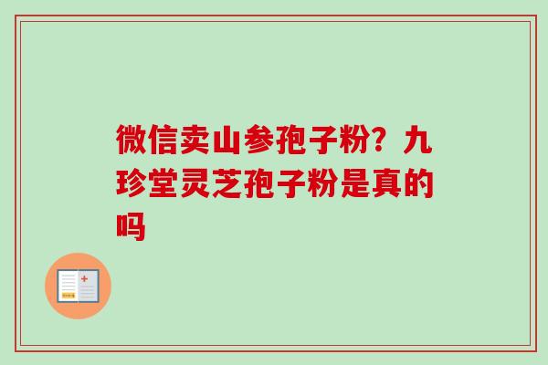 微信卖山参孢子粉？九珍堂灵芝孢子粉是真的吗
