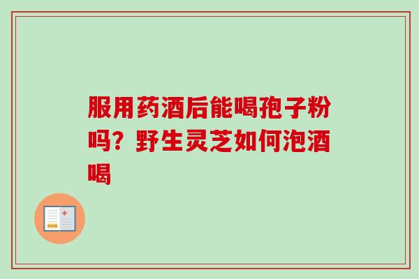 服用药酒后能喝孢子粉吗?野生灵芝如何泡酒喝 服用药酒后能喝孢子粉吗?野生灵芝如何泡酒喝