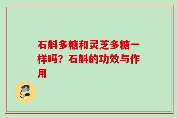 石斛多糖和灵芝多糖一样吗?石斛的功效与作用 石斛多糖和灵芝多糖一样吗?石斛的功效与作用
