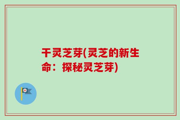 干灵芝芽(灵芝的新生命:探秘灵芝芽) 干灵芝芽(灵芝的新生命:探秘灵芝芽)
