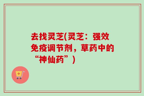 去找灵芝(灵芝：强效免疫调节剂，草药中的“神仙药”)