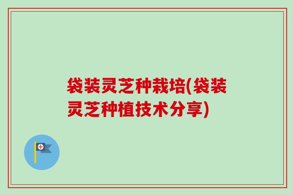 袋装灵芝种栽培(袋装灵芝种植技术分享)