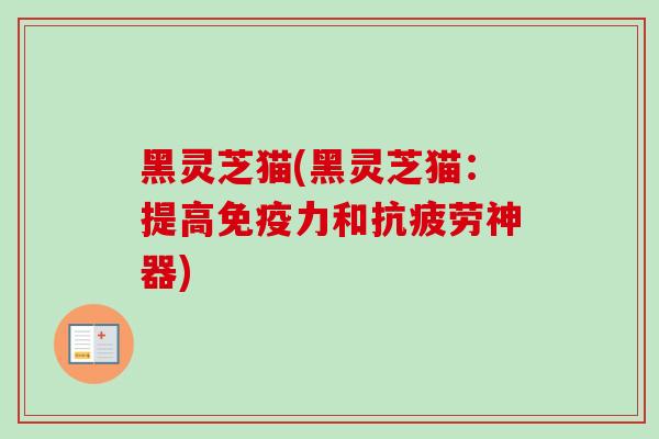 黑灵芝猫(黑灵芝猫:提高免疫力和神器) 黑灵芝猫(黑灵芝猫:提高免疫力和神器)