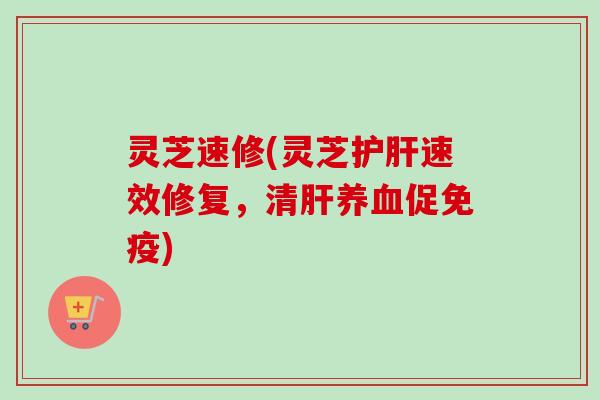 灵芝速修(灵芝速效修复,清促免疫) 灵芝速修(灵芝速效修复,清促免疫)