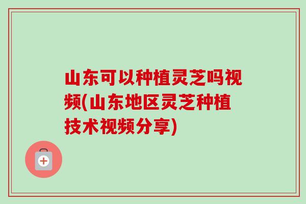 山东可以种植灵芝吗视频(山东地区灵芝种植技术视频分享)