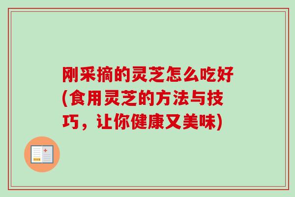 刚采摘的灵芝怎么吃好(食用灵芝的方法与技巧，让你健康又美味)