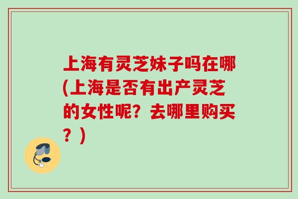 上海有灵芝妹子吗在哪(上海是否有出产灵芝的女性呢？去哪里购买？)
