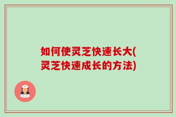 如何使灵芝快速长大(灵芝快速成长的方法) 如何使灵芝快速长大(灵芝快速成长的方法)