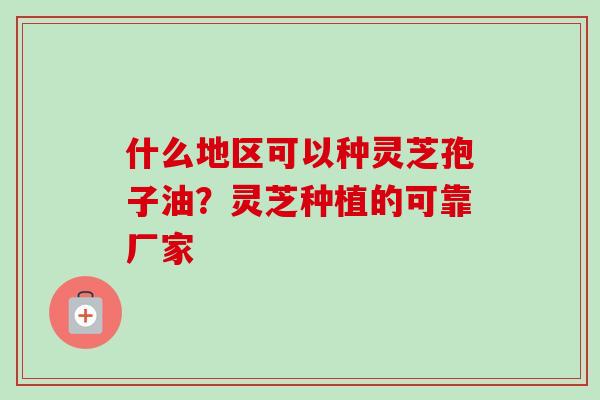 什么地区可以种灵芝孢子油?灵芝种植的可靠厂家 什么地区可以种灵芝孢子油?灵芝种植的可靠厂家