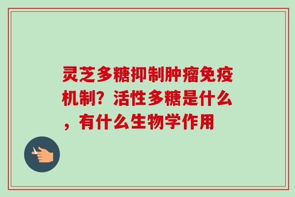 灵芝多糖抑制免疫机制？活性多糖是什么，有什么生物学作用