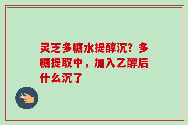 灵芝多糖水提醇沉？多糖提取中，加入乙醇后什么沉了