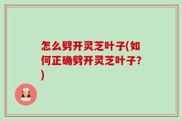 怎么劈开灵芝叶子(如何正确劈开灵芝叶子?) 怎么劈开灵芝叶子(如何正确劈开灵芝叶子?)