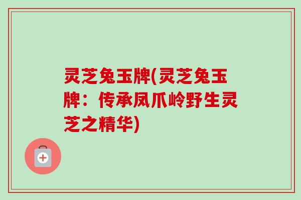 灵芝兔玉牌(灵芝兔玉牌:传承凤爪岭野生灵芝之精华) 灵芝兔玉牌(灵芝兔玉牌:传承凤爪岭野生灵芝之精华)