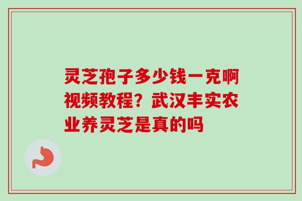 灵芝孢子多少钱一克啊视频教程?武汉丰实农业养灵芝是真的吗 灵芝孢子多少钱一克啊视频教程?武汉丰实农业养灵芝是真的吗