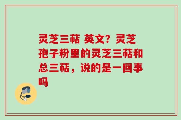 灵芝三萜 英文?灵芝孢子粉里的灵芝三萜和总三萜,说的是一回事吗 灵芝三萜 英文?灵芝孢子粉里的灵芝三萜和总三萜,说的是一回事吗