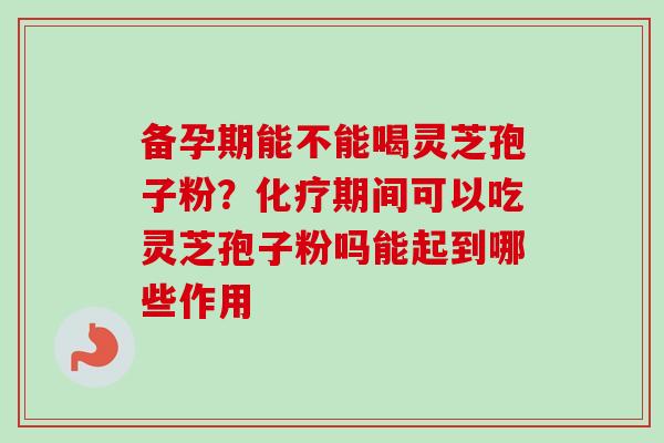 备孕期能不能喝灵芝孢子粉？期间可以吃灵芝孢子粉吗能起到哪些作用