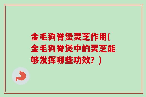 金毛狗脊煲灵芝作用(金毛狗脊煲中的灵芝能够发挥哪些功效？)