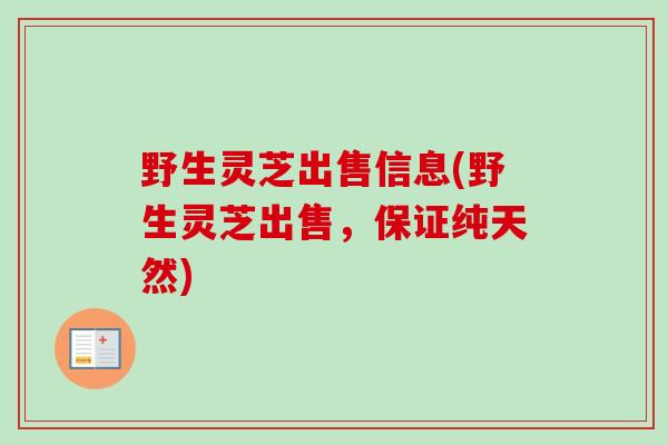 野生灵芝出售信息(野生灵芝出售,保证纯天然) 野生灵芝出售信息(野生灵芝出售,保证纯天然)