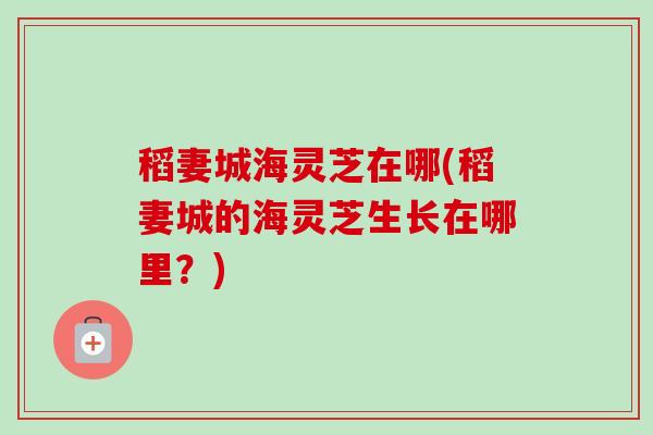稻妻城海灵芝在哪(稻妻城的海灵芝生长在哪里？)