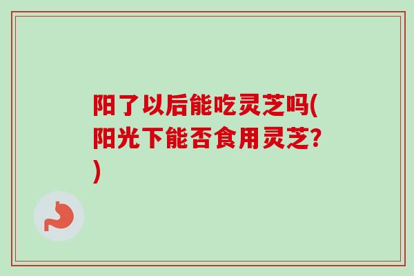 阳了以后能吃灵芝吗(阳光下能否食用灵芝？)