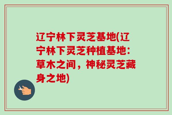 辽宁林下灵芝基地(辽宁林下灵芝种植基地:草木之间,神秘灵芝藏身之地) 辽宁林下灵芝基地(辽宁林下灵芝种植基地:草木之间,神秘灵芝藏身之地)