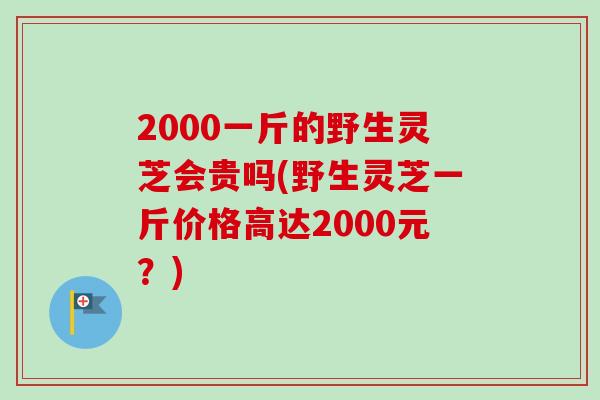 2000一斤的野生灵芝会贵吗(野生灵芝一斤价格高达2000元?) 2000一斤的野生灵芝会贵吗(野生灵芝一斤价格高达2000元?)