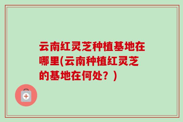 云南红灵芝种植基地在哪里(云南种植红灵芝的基地在何处?) 云南红灵芝种植基地在哪里(云南种植红灵芝的基地在何处?)