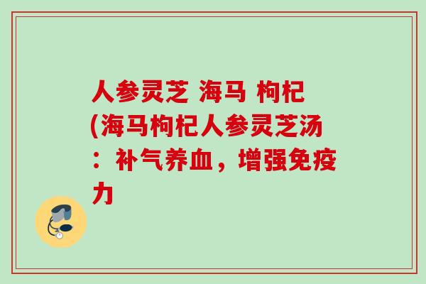 人参灵芝 海马 枸杞(海马枸杞人参灵芝汤:,增强免疫力 人参灵芝 海马 枸杞(海马枸杞人参灵芝汤:,增强免疫力
