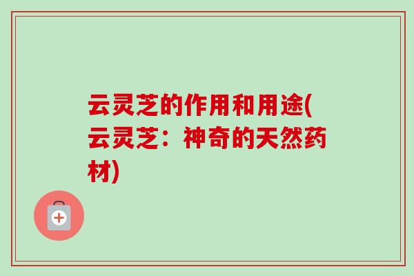云灵芝的作用和用途(云灵芝:神奇的天然药材) 云灵芝的作用和用途(云灵芝:神奇的天然药材)