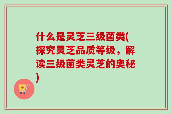 什么是灵芝三级菌类(探究灵芝品质等级,解读三级菌类灵芝的奥秘) 什么是灵芝三级菌类(探究灵芝品质等级,解读三级菌类灵芝的奥秘)