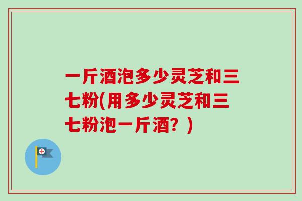一斤酒泡多少灵芝和三七粉(用多少灵芝和三七粉泡一斤酒?) 一斤酒泡多少灵芝和三七粉(用多少灵芝和三七粉泡一斤酒?)