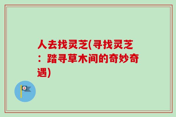 人去找灵芝(寻找灵芝:踏寻草木间的奇妙奇遇) 人去找灵芝(寻找灵芝:踏寻草木间的奇妙奇遇)