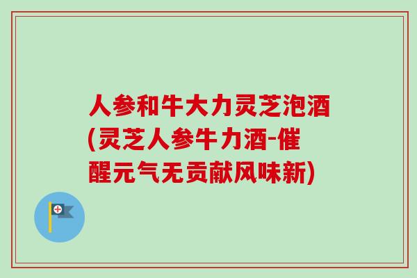 人参和牛大力灵芝泡酒(灵芝人参牛力酒-催醒元气无贡献风味新)