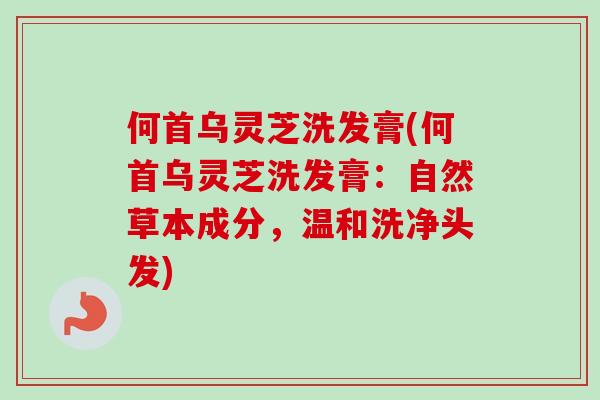 何首乌灵芝洗发膏(何首乌灵芝洗发膏:自然草本成分,温和洗净头发) 何首乌灵芝洗发膏(何首乌灵芝洗发膏:自然草本成分,温和洗净头发)