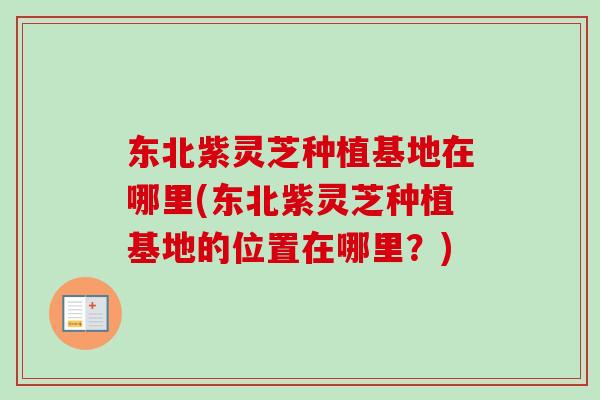 东北紫灵芝种植基地在哪里(东北紫灵芝种植基地的位置在哪里？)