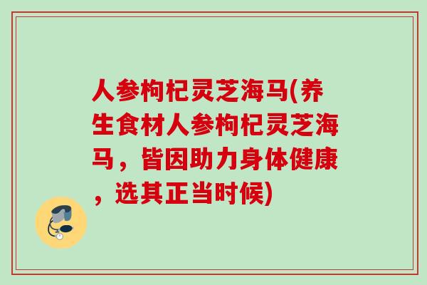 人参枸杞灵芝海马(养生食材人参枸杞灵芝海马，皆因助力身体健康，选其正当时候)