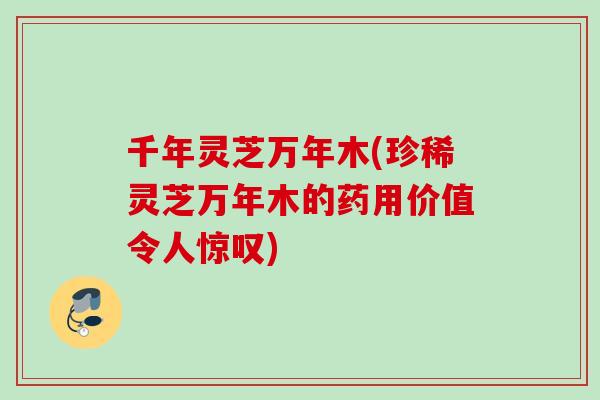 千年灵芝万年木(珍稀灵芝万年木的药用价值令人惊叹)