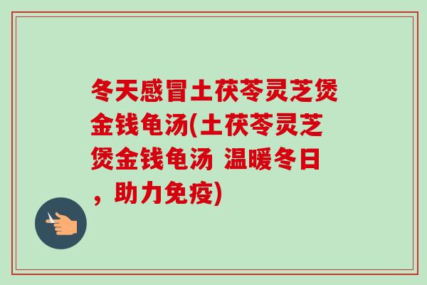 冬天土茯苓灵芝煲金钱龟汤(土茯苓灵芝煲金钱龟汤 温暖冬日，助力免疫)