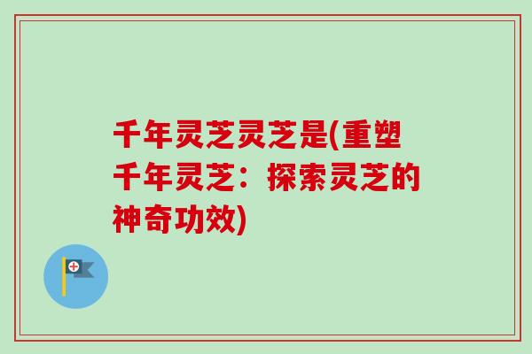 千年灵芝灵芝是(重塑千年灵芝：探索灵芝的神奇功效)